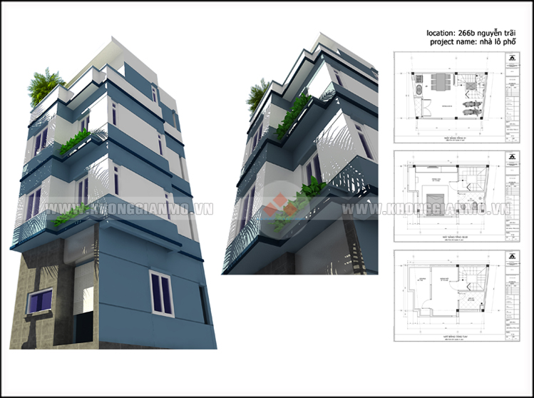 Phối cảnh mặt tiền nhà ông Tư - Nguyễn Trãi, Thanh Xuân, Hà Nội.